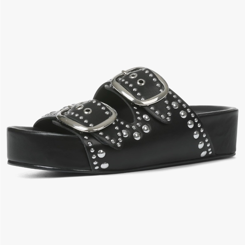 Women's Black Studded Slide Sandals